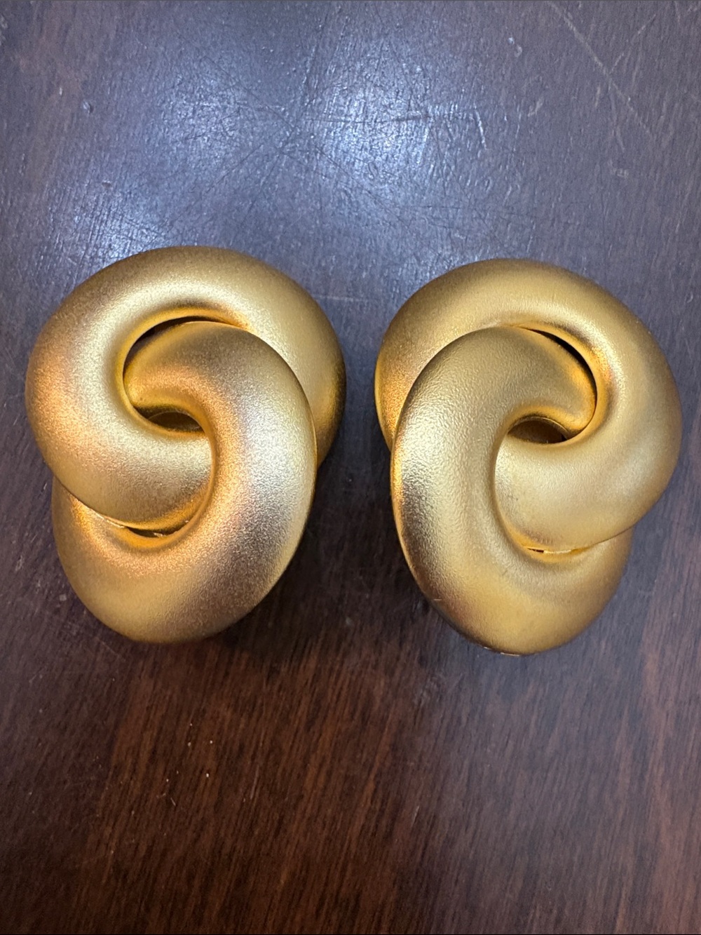 Bold Satin Swirl Gold Clip Earrings